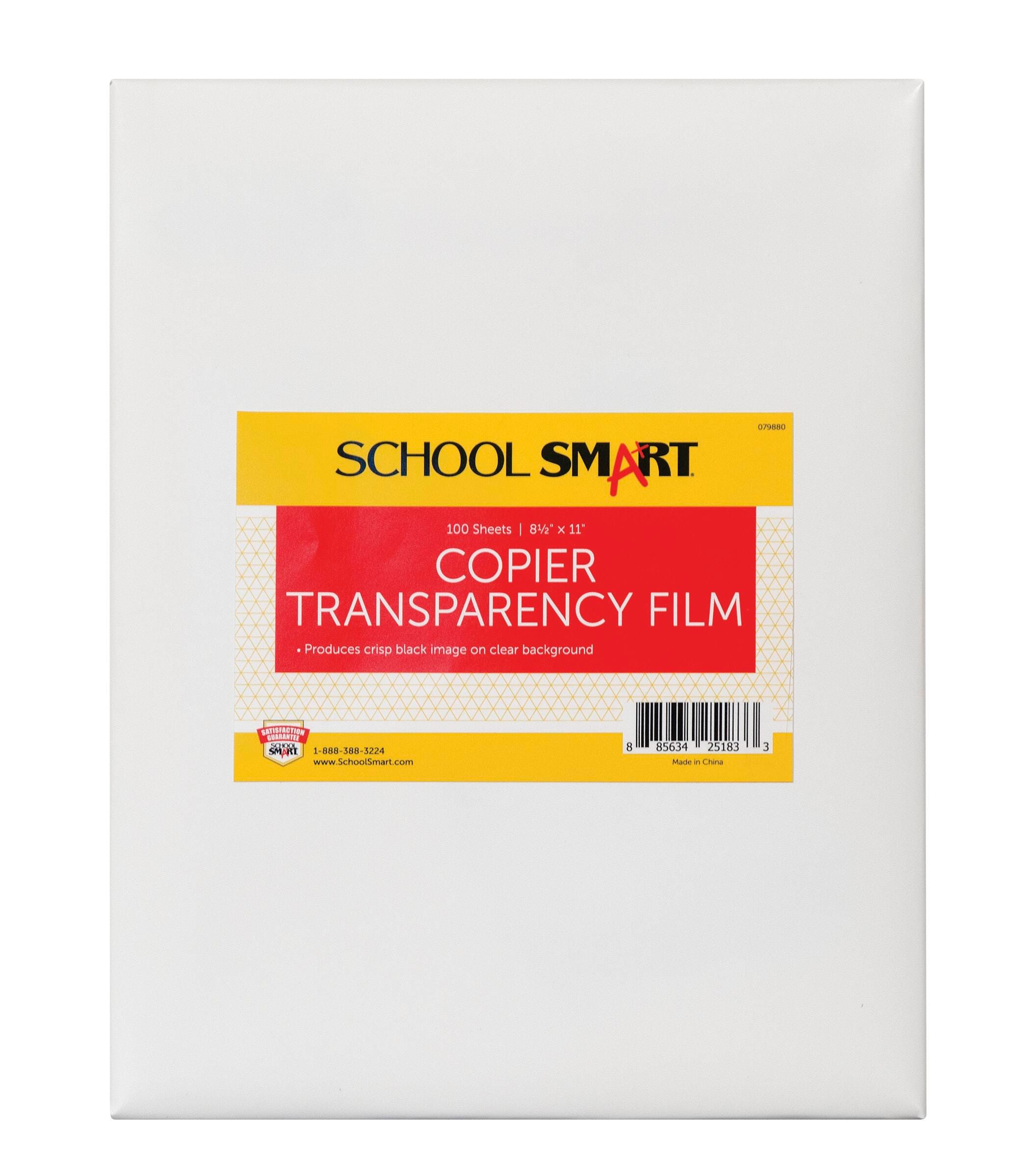 School Smart Copier Transparency Film without Sensing Strip, 8-1/2 x 11 Inches, Clear, Pack of 100 079880